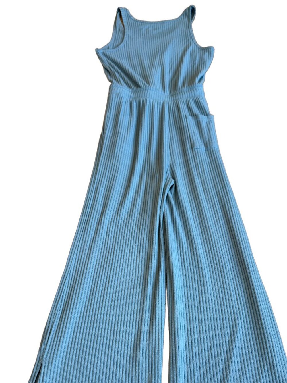 Spiritual Gangster Dusty Blue Ribbed Wide Leg Jumpsuit Racerback X-Small Women's - Picture 9 of 12